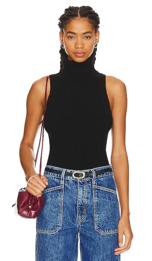 Enza Costa Rib Sleeveless Turtleneck Sweater in Black Cover