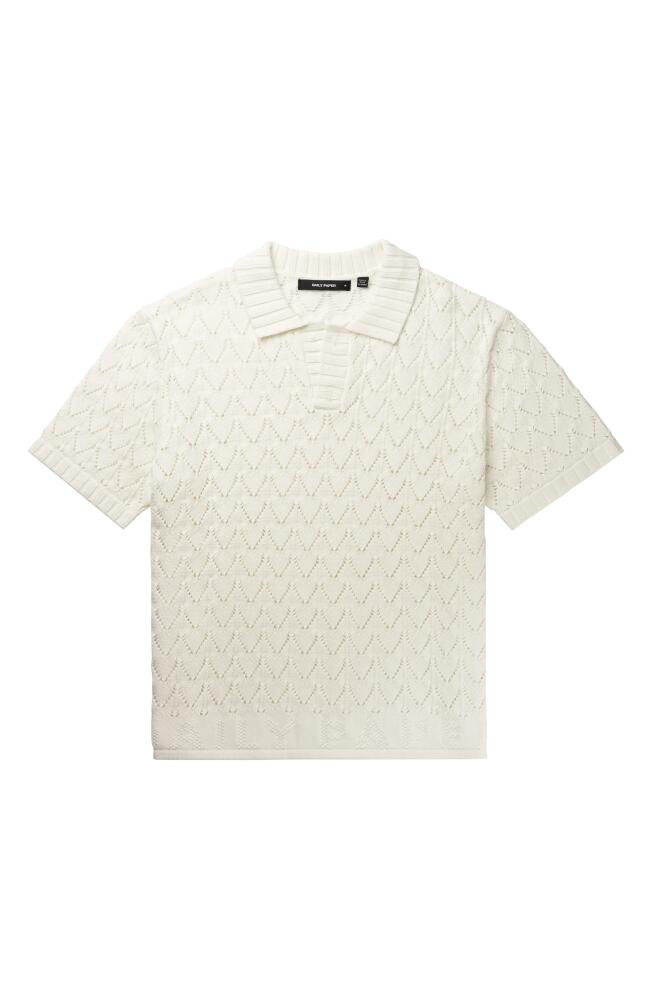 DAILY PAPER Yinka Pointelle Cotton Polo Sweater in White Cover