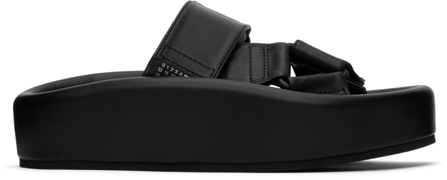 MM6 Maison Margiela Black Webbing Slip-On Platform Sandals Cover