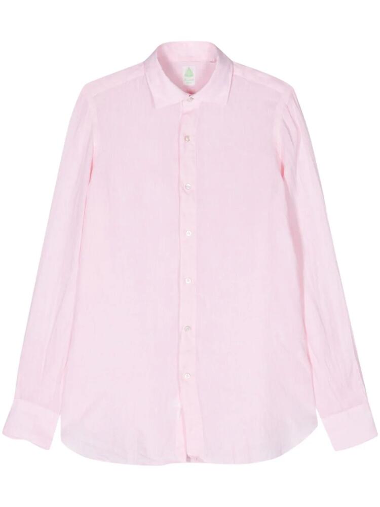 Finamore 1925 Napoli spread-collar linen shirt - Pink Cover