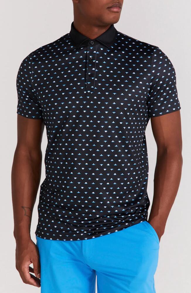 Redvanly Ryder Lotus Print Polo in Black Cover