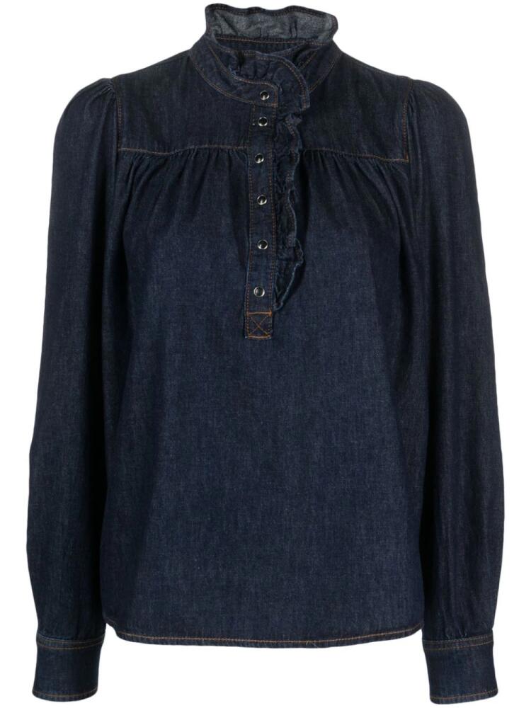 Ba&Sh ruffle-collar denim blouse - Blue Cover