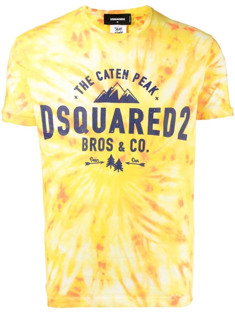 Stain Shade logo-print tie-dye T-shirt - Yellow Cover