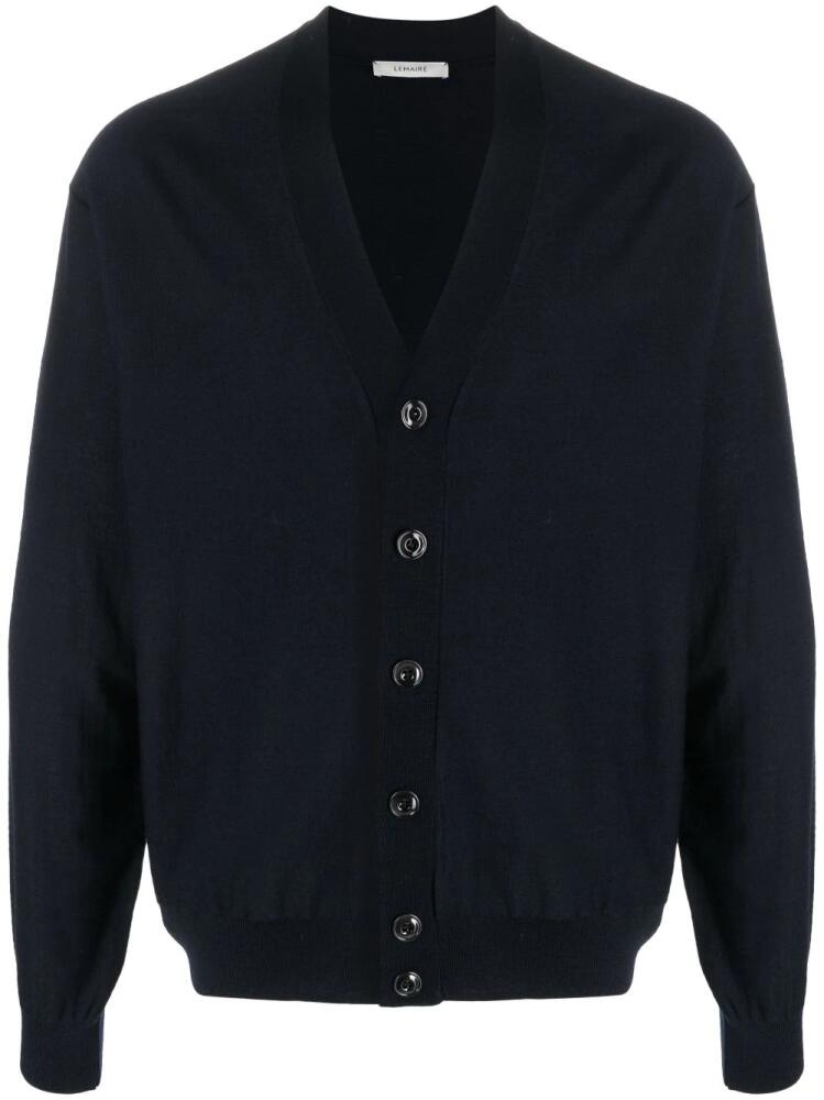 LEMAIRE V-neck wool-blend cardigan - Blue Cover