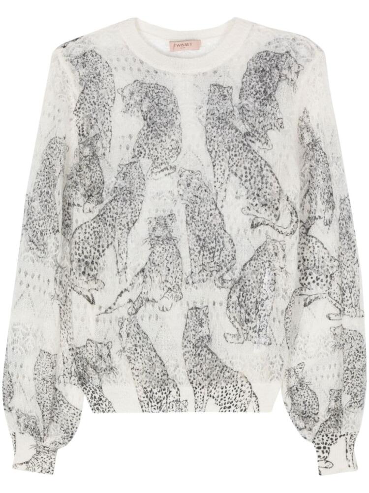 TWINSET jaguar-print sweater - White Cover