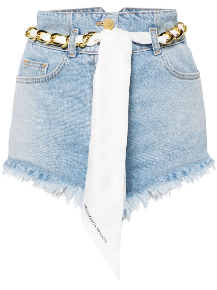 Elisabetta Franchi scarf-belt denim shorts - Blue Cover