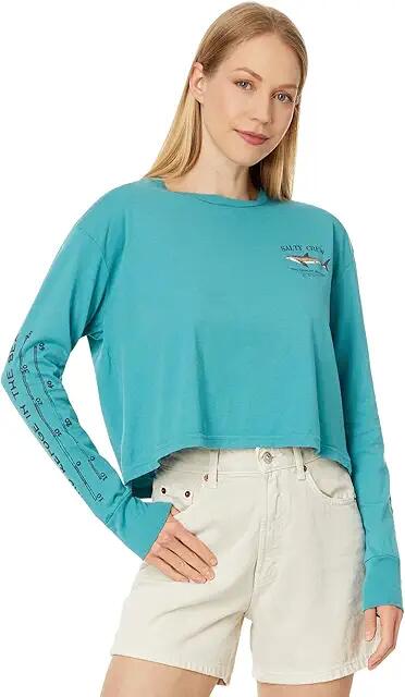 Salty Crew Bruce Long Sleeve Crop Tee (Sea Green) Women's Clothing Cover