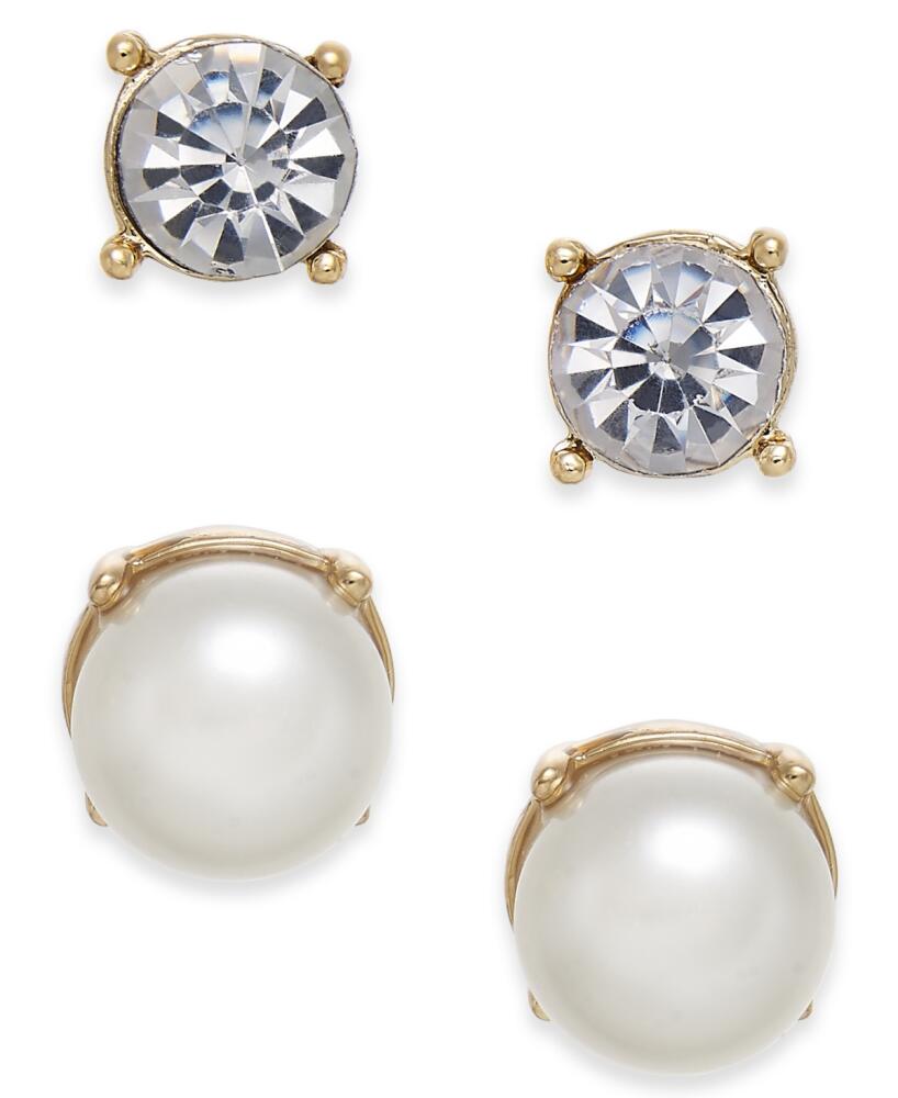 Charter Club Gold-Tone Colored Imitation Pearl 2-Pc. Set Stud Earrings, Created for Macy's - Pearl Cover