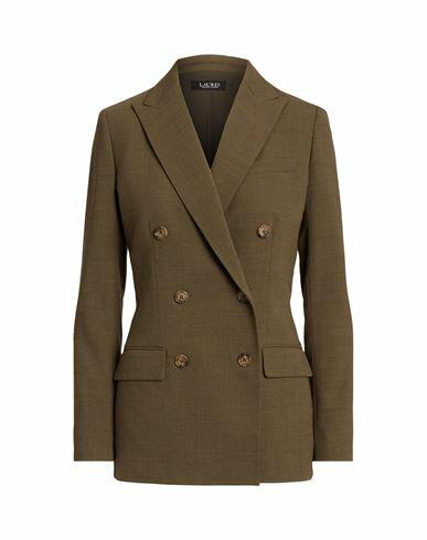 Lauren Ralph Lauren Double-breasted Wool Crepe Blazer Woman Blazer Military green Wool, Elastane Cover