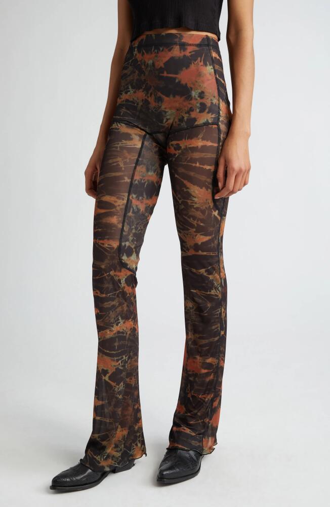 Knwls Halcyon Acid Flame Print Mesh Leggings Cover