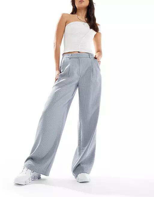 COLLUSION relaxed wide leg pants in linen stripe-Multi Cover