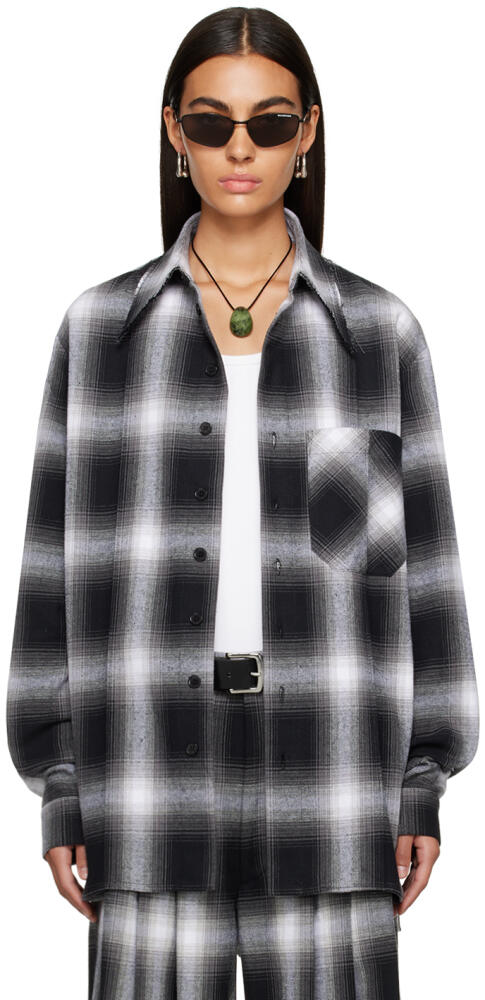 LU'U DAN Black & White Check Shirt Cover