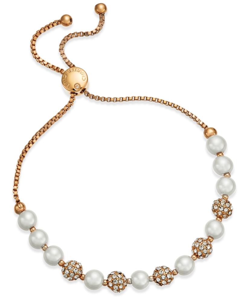 Charter Club Pave & Imitation Pearl Slider Bracelet, Created for Macy's - White Cover