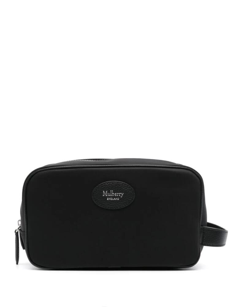 Mulberry Heritage logo-patch wash bag - Black Cover