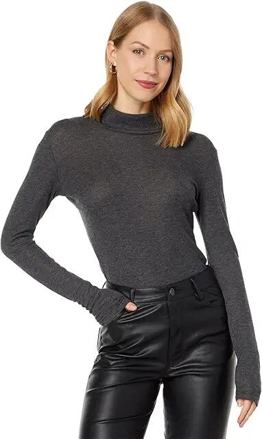 MONROW Sheer Turtleneck (Black) Women's Clothing Cover