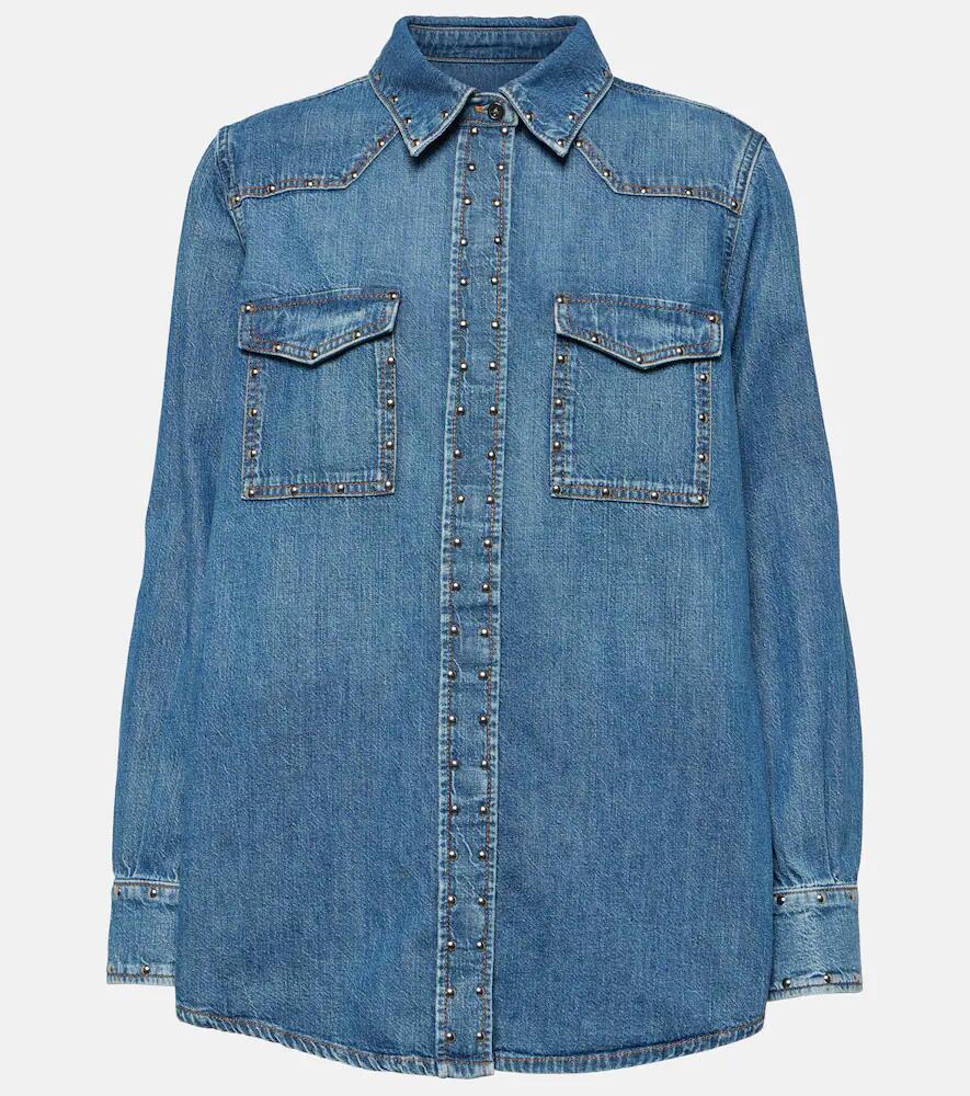 7 For All Mankind Emilia studded denim shirt Cover