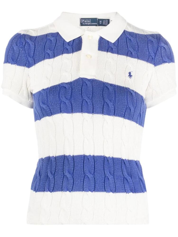 Polo Ralph Lauren striped cable-knit polo top - Blue Cover