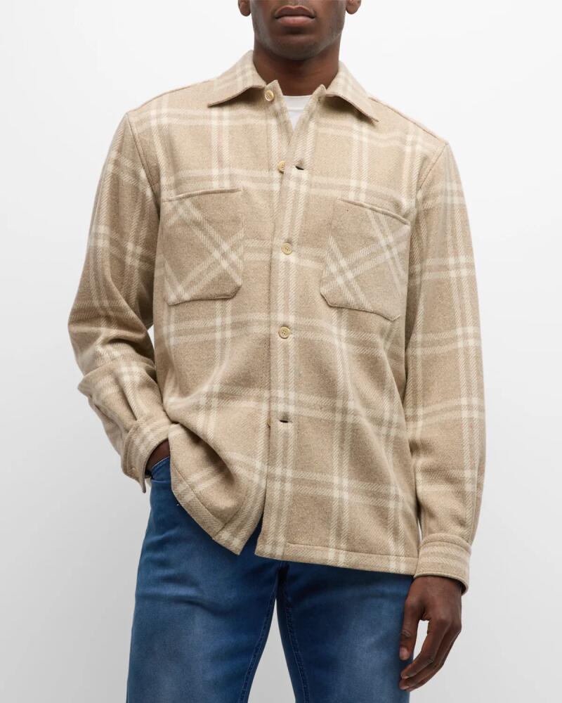 Stefano Ricci Men's Wool-Cashmere Plaid Overshirt Cover