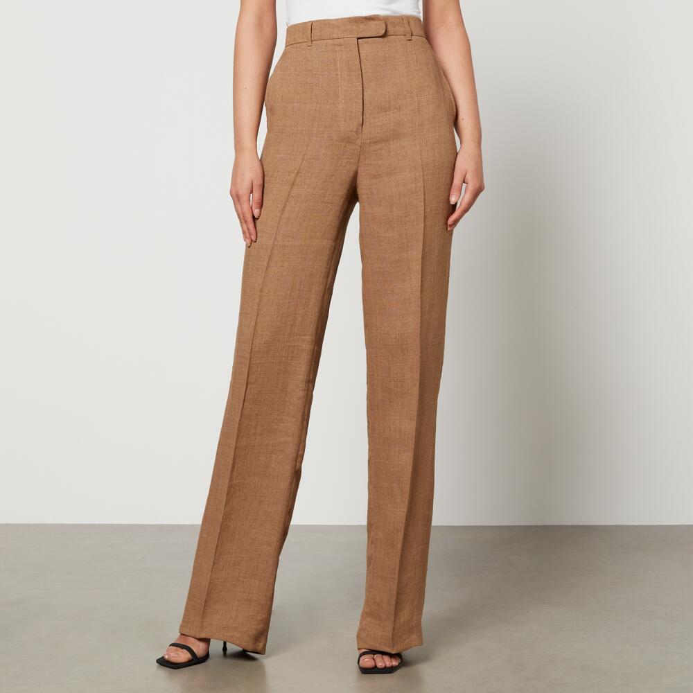 Max Mara Studio Alcano Linen Straight-Leg Trousers Cover