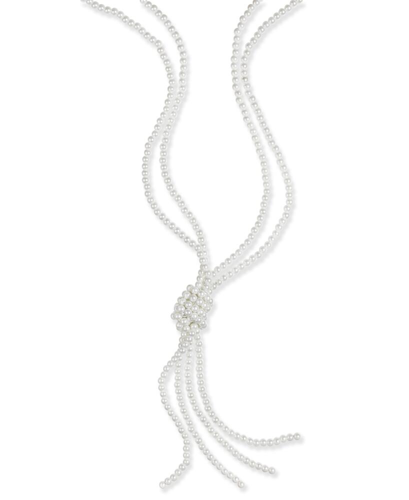 Charter Club Imitation Pearl Knotted Lariat Necklace, 28" + 2" extender, Created for Macy's - White Cover