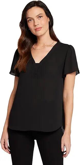 NYDJ Flounce Sleeve Blouse (Black) Women's Clothing Cover