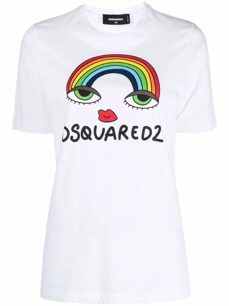 DSQUARED2 rainbow logo print T-shirt - White Cover