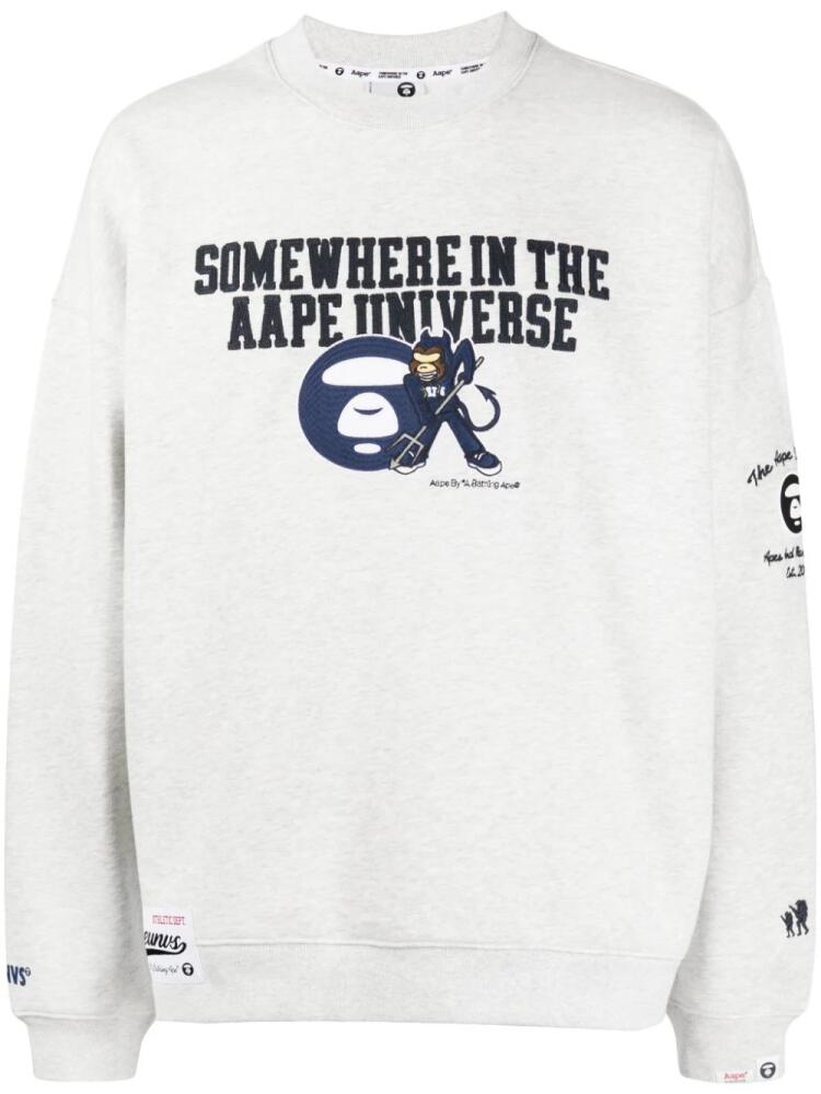 AAPE BY *A BATHING APE® logo-embroidered jersey sweatshirt - Grey Cover