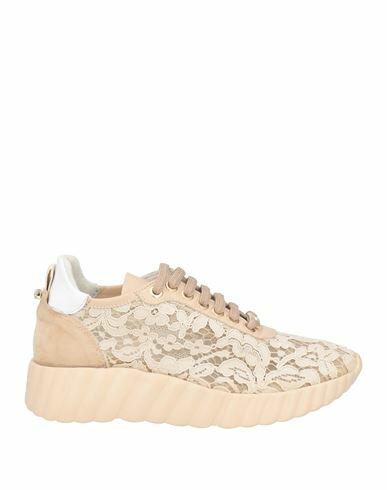 Baldinini Woman Sneakers Beige Calfskin, Textile fibers Cover