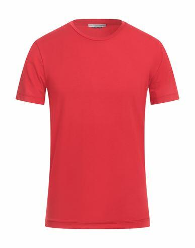 Grey Daniele Alessandrini Man T-shirt Red Cotton, Elastane Cover