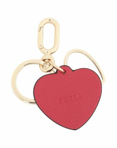 Furla Venus Keyring Heart Woman Key ring Red Soft Leather, Metal Cover