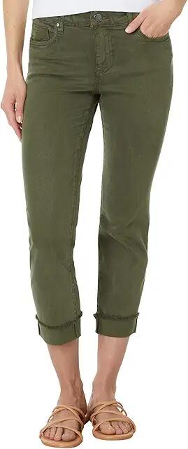 KUT from the Kloth Amy Crop Straight Leg- Roll-Up Frey In Tree (Tree) Women's Jeans Cover