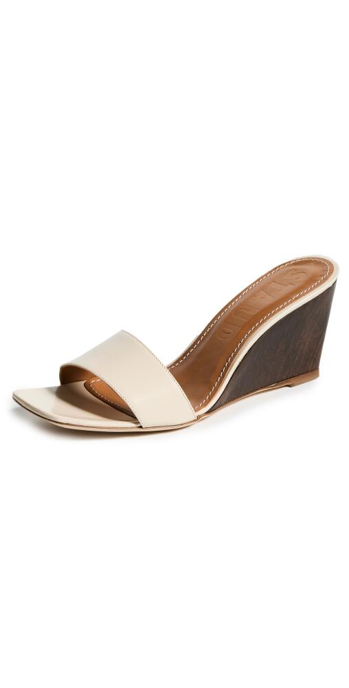 STAUD Billie Wedge Sandals CREAM/WOOD Cover