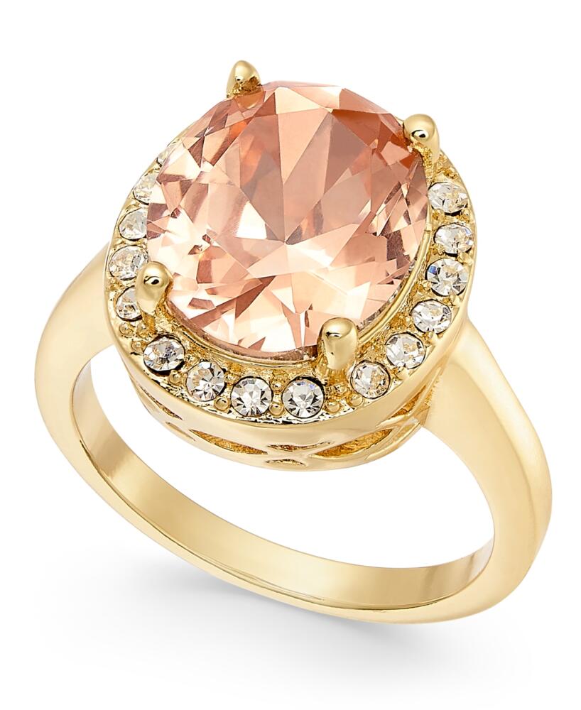 Charter Club Gold-Plate Crystal Oval Halo Ring, Created for Macy's - Pink Cover