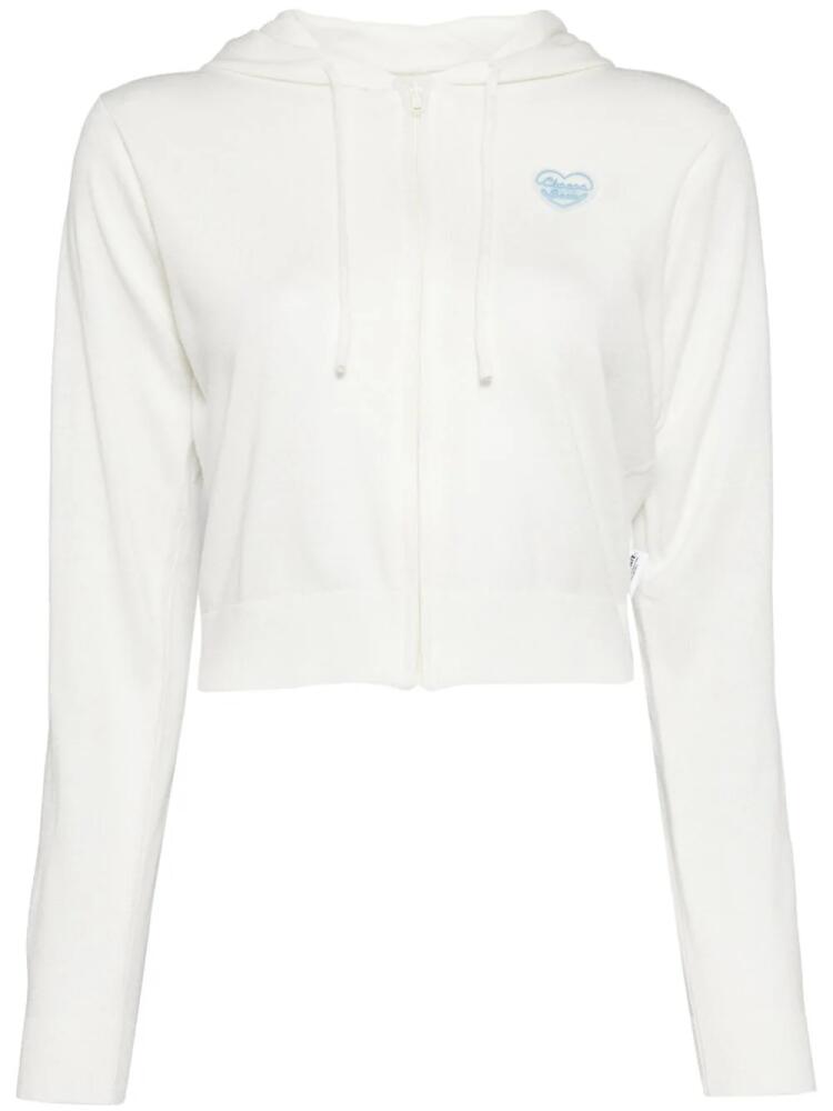 CHOCOOLATE heart-appliqué cropped hoodie - White Cover