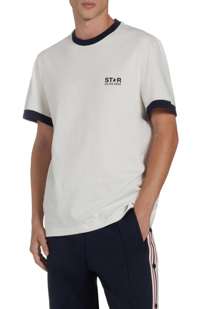 Golden Goose Star Cotton Ringer T-Shirt in Heritage White/Dark Blue Cover