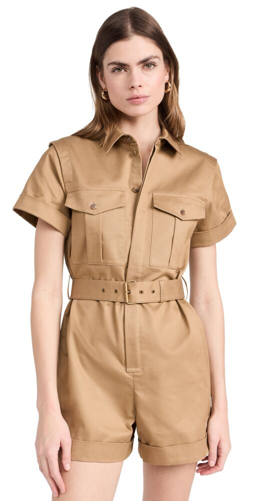 FRAME Utility Short Jumpsuit Khaki Tan Cover