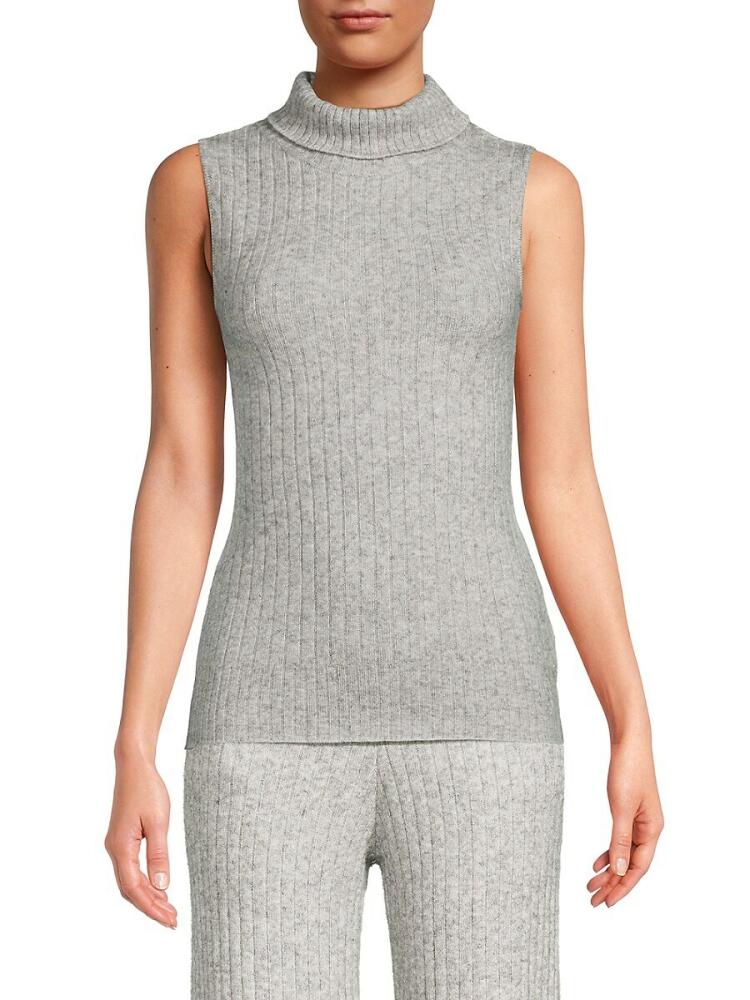 Bobeau Women's Ribbed Wool Blend Top - Light Grey Cover