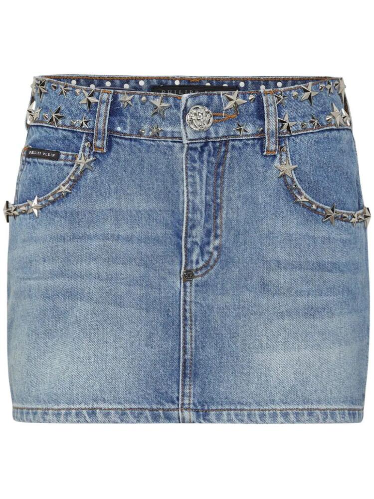 Philipp Plein Star stud-embellishment denim skirt - Blue Cover