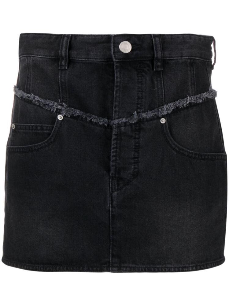 ISABEL MARANT Narjis frayed denim miniskirt - Black Cover