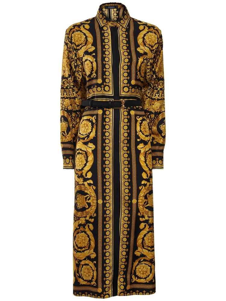 VERSACE Barocco Silk Twill Midi Shirt Dress Cover