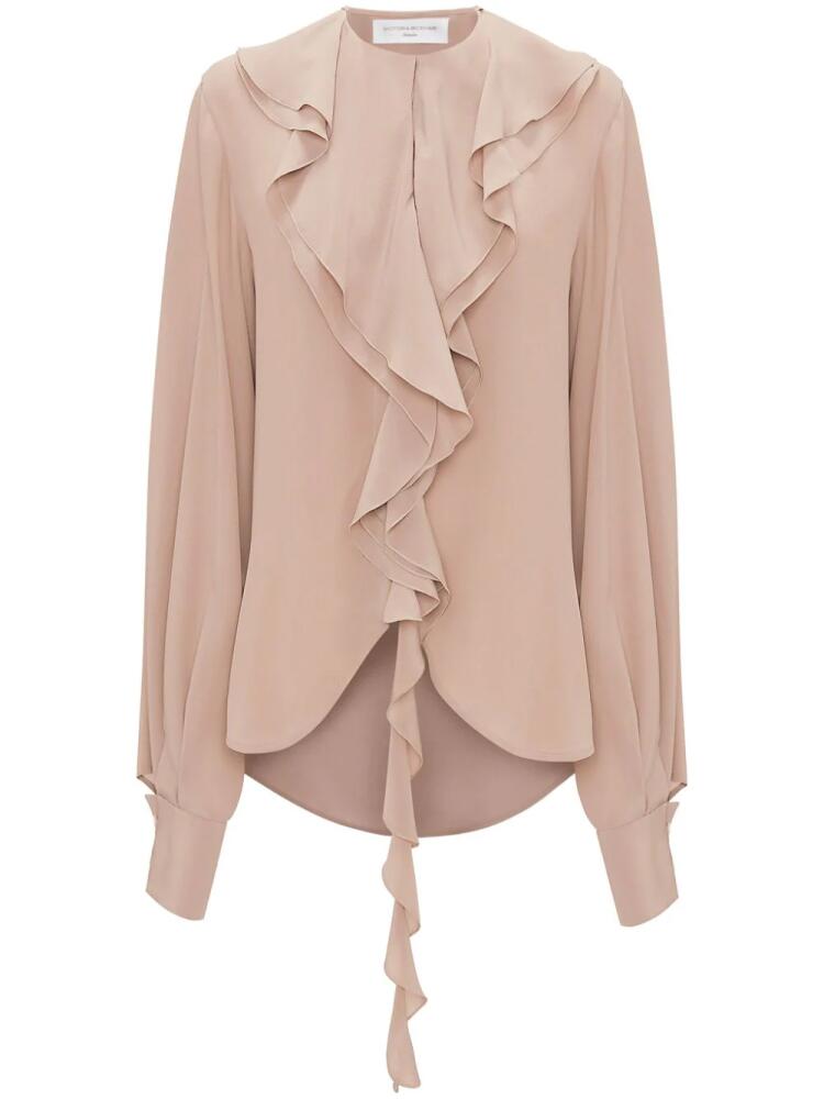 Victoria Beckham ruffled silk blouse - Neutrals Cover