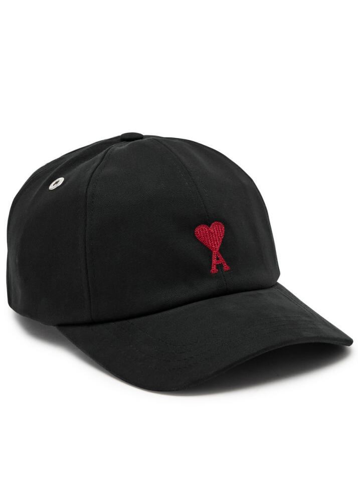 Ami Paris Logo-embroidered Cotton cap - Black Cover