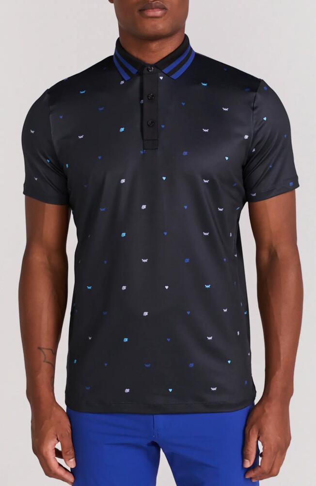 Redvanly Langham Print Stripe Collar Polo in Black Cover