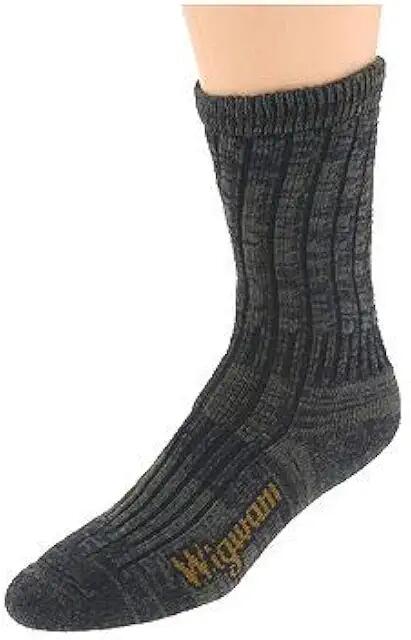 Wigwam Merino Wool/Silk Hiker Socks (Olive Heather) Crew Cut Socks Shoes Cover