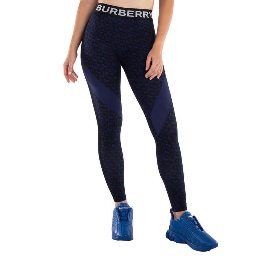 Burberry Ladies Deep Royal Blue Madden Logo High Waist Leggings Cover