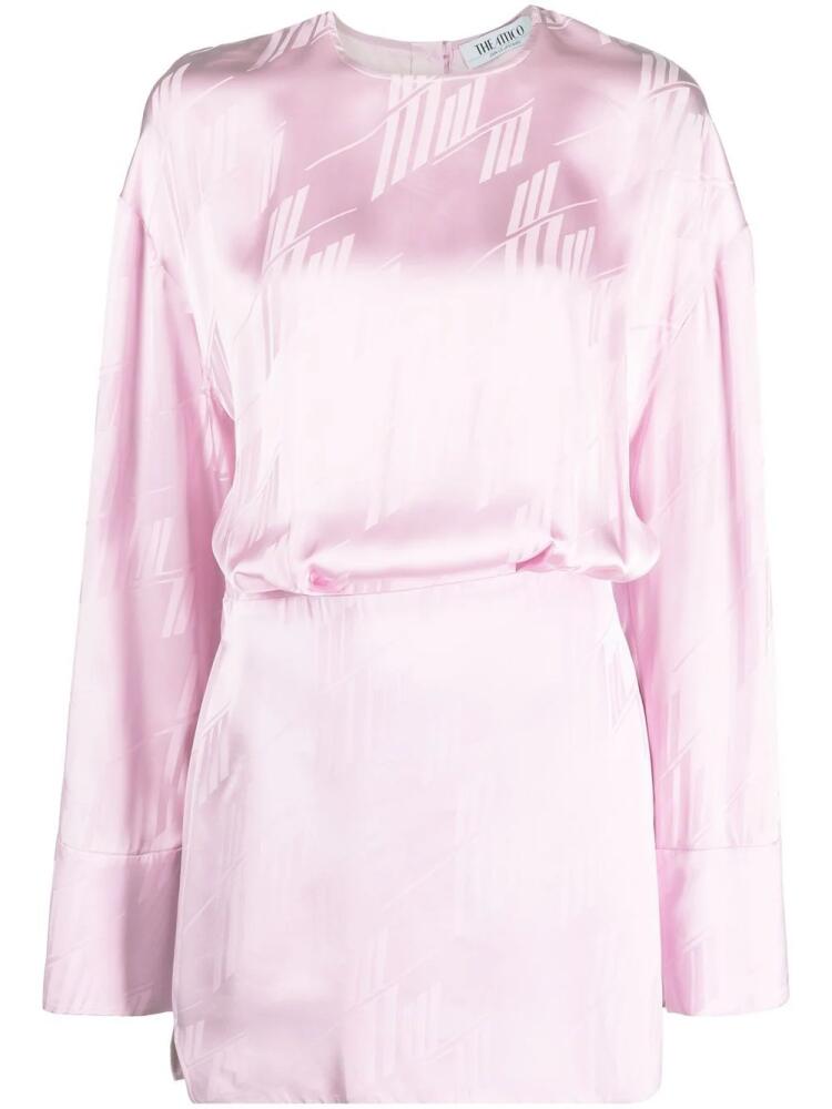 The Attico logo-jacquard satin dress - Pink Cover