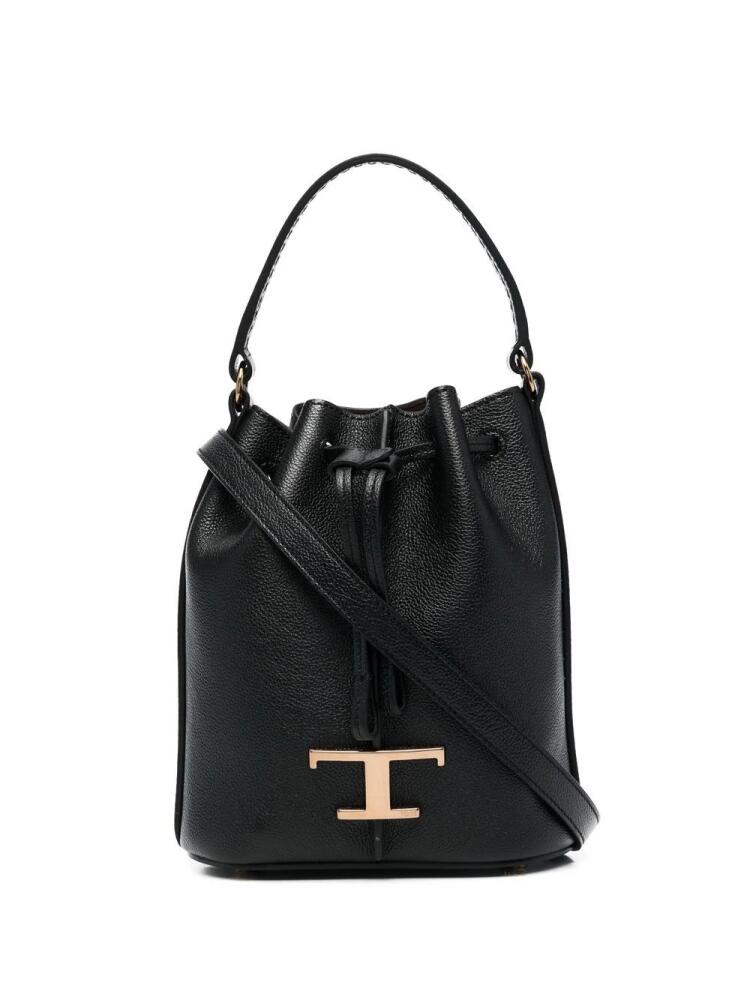 Tod's logo-charm leather bucket bag - Black Cover