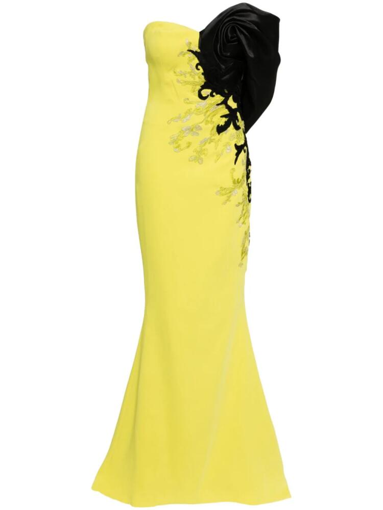 Saiid Kobeisy one-shoulder embroidered gown - Yellow Cover