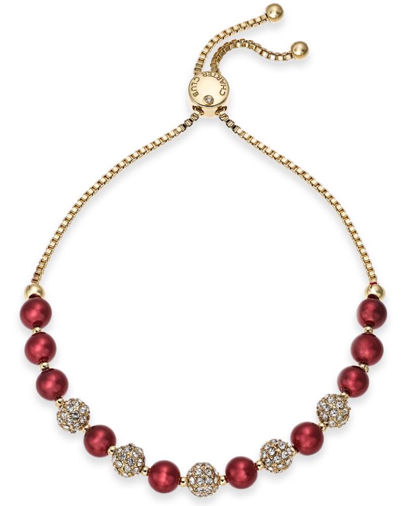 Charter Club Pave & Imitation Pearl Slider Bracelet, Created for Macy's - Red Cover