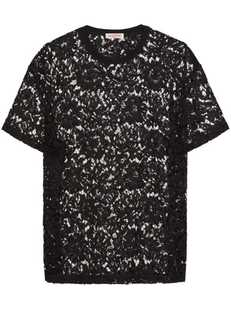 Valentino Garavani semi-sheer lace T-shirt - Black Cover